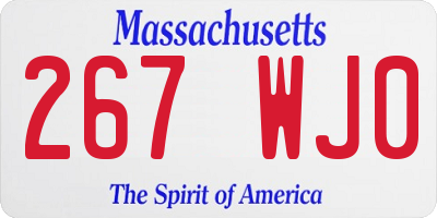 MA license plate 267WJ0