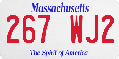 MA license plate 267WJ2