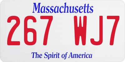 MA license plate 267WJ7