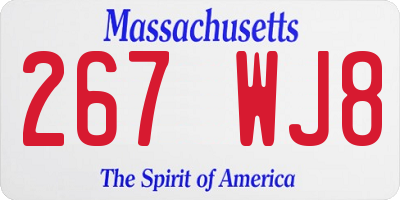 MA license plate 267WJ8