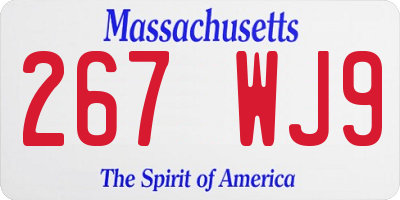 MA license plate 267WJ9