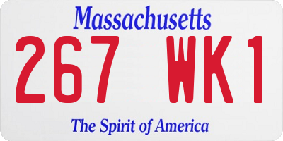 MA license plate 267WK1