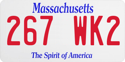 MA license plate 267WK2