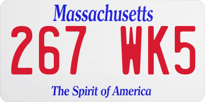 MA license plate 267WK5