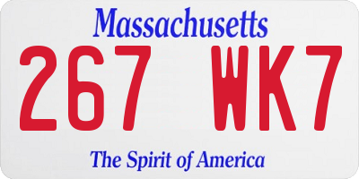 MA license plate 267WK7