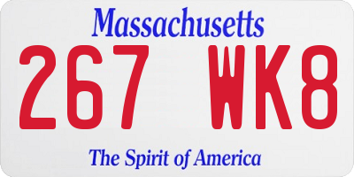 MA license plate 267WK8