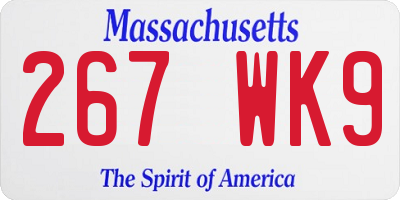 MA license plate 267WK9