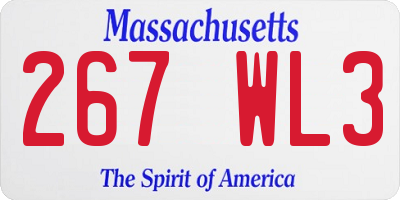 MA license plate 267WL3