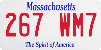 MA license plate 267WM7