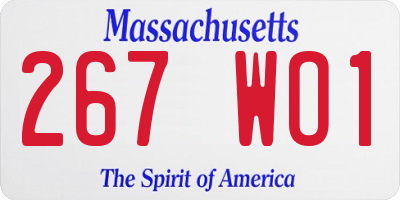 MA license plate 267WO1