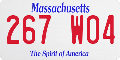 MA license plate 267WO4