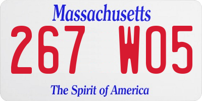 MA license plate 267WO5