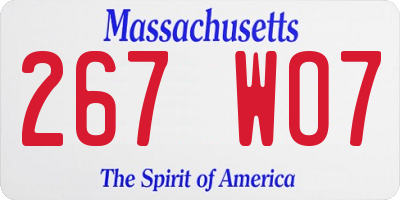 MA license plate 267WO7