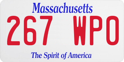 MA license plate 267WP0