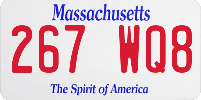 MA license plate 267WQ8