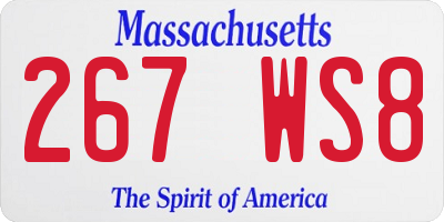 MA license plate 267WS8