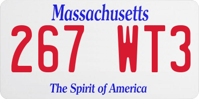 MA license plate 267WT3