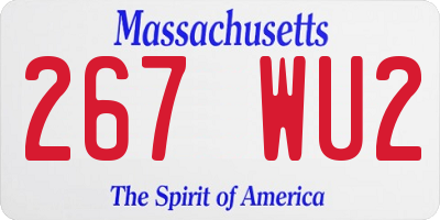 MA license plate 267WU2