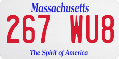 MA license plate 267WU8