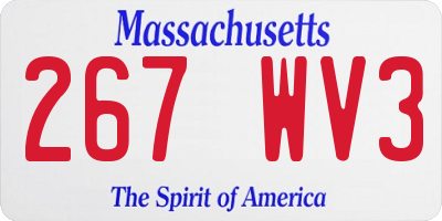 MA license plate 267WV3