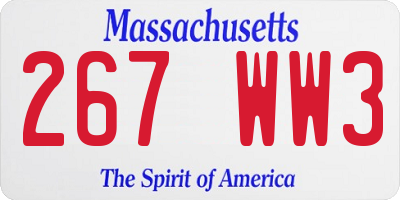 MA license plate 267WW3