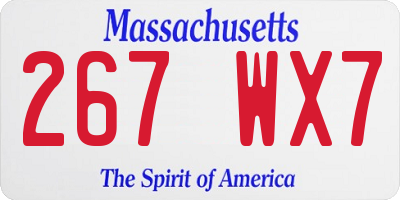 MA license plate 267WX7