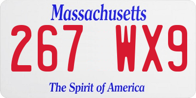 MA license plate 267WX9