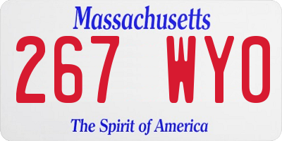 MA license plate 267WY0