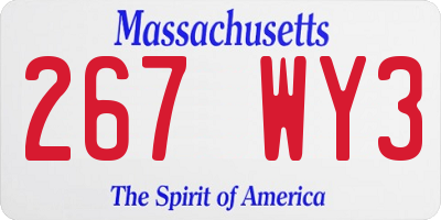 MA license plate 267WY3