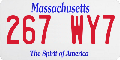 MA license plate 267WY7