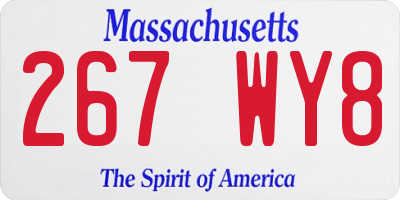 MA license plate 267WY8