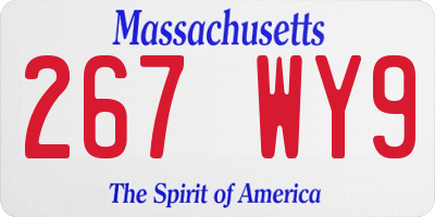 MA license plate 267WY9