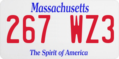 MA license plate 267WZ3