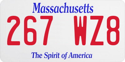 MA license plate 267WZ8