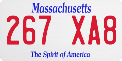 MA license plate 267XA8