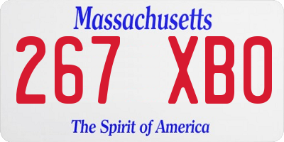 MA license plate 267XB0