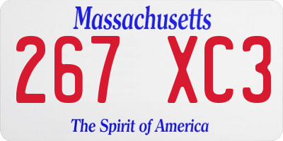 MA license plate 267XC3