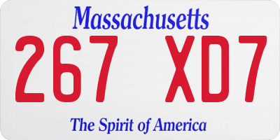MA license plate 267XD7