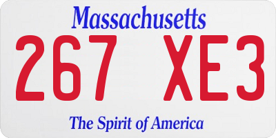 MA license plate 267XE3
