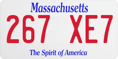 MA license plate 267XE7