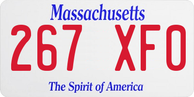 MA license plate 267XF0