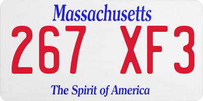 MA license plate 267XF3