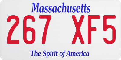 MA license plate 267XF5