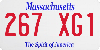 MA license plate 267XG1