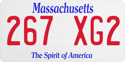MA license plate 267XG2