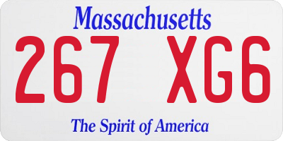 MA license plate 267XG6