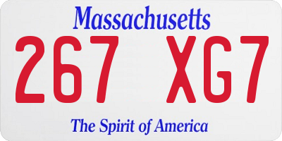 MA license plate 267XG7