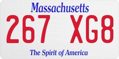 MA license plate 267XG8