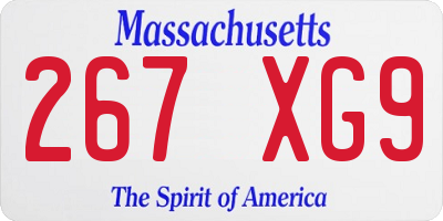 MA license plate 267XG9