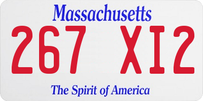 MA license plate 267XI2